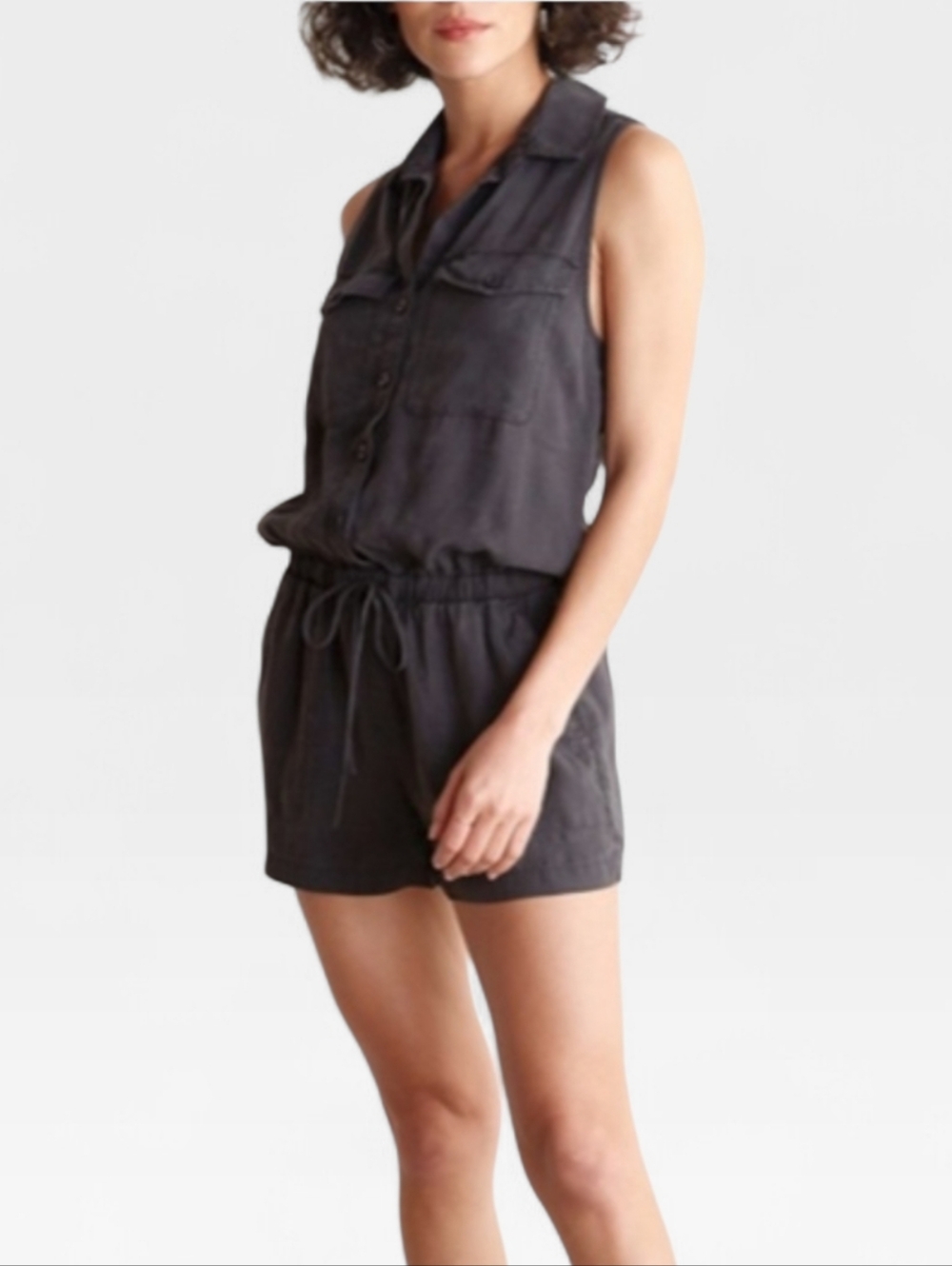 Bella Dahl Sleeveless Utility Romper Shorts In Nightshade XS